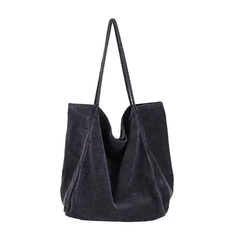 Corduroy Canvas Tote Bag with Large Capacity and Casual Style